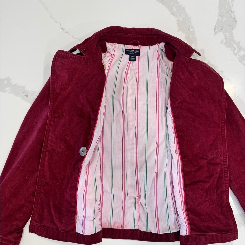 American Eagle Outfitters Red and Pink Striped Shirt - Picture 7 of 10